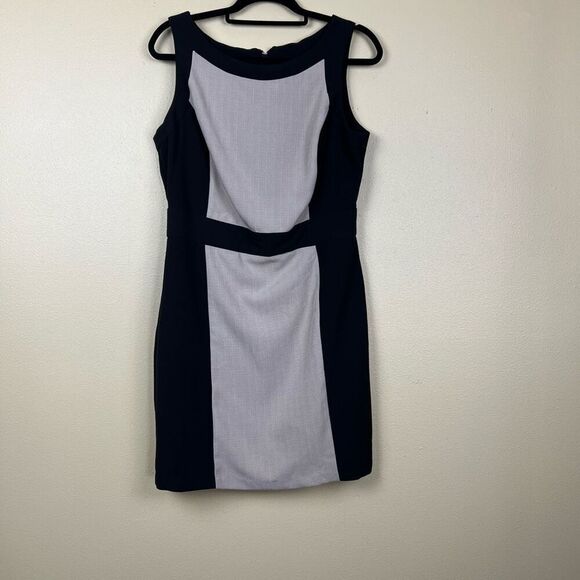 BCX Macys Dress Midi Tan Black Sleeveless Zip Casual Business Size L - Picture 1 of 5